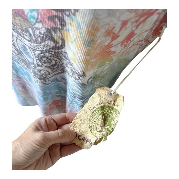 ONE WORLD Womens Plus Size 1X Short Sleeve Embellished Boho Tribal Tunic Shirt - Picture 6 of 8